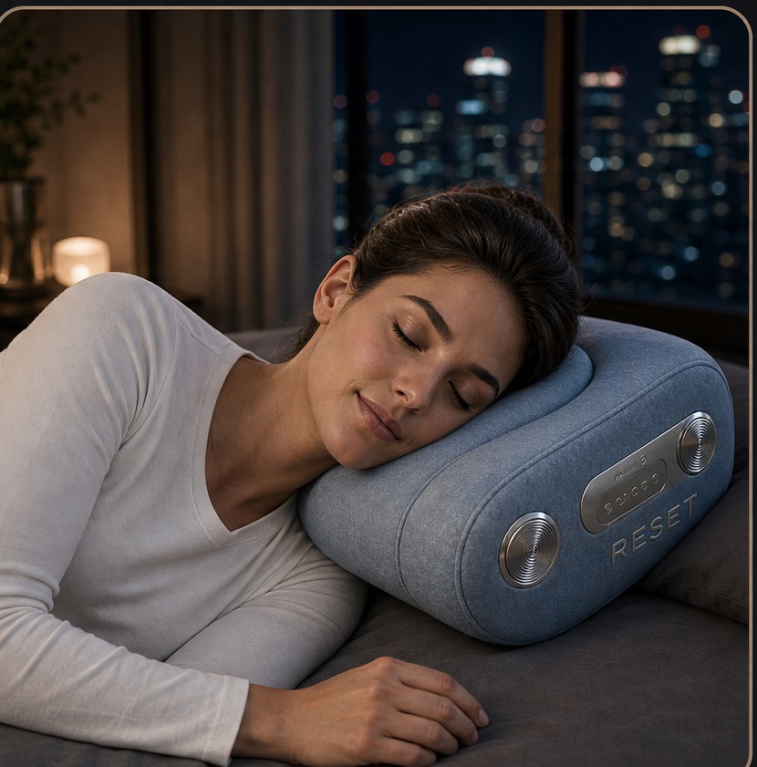 Sleeping on one side on the RESET pillow.